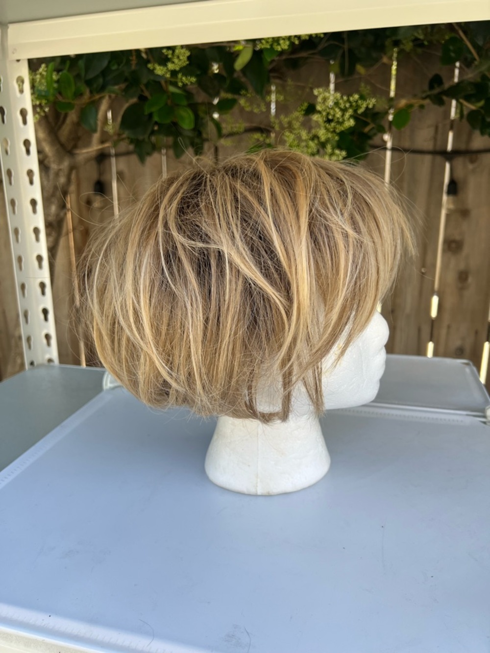 Short Layered Women’s Wig with Bangs in Honey Blonde - Picture 4 of 6
